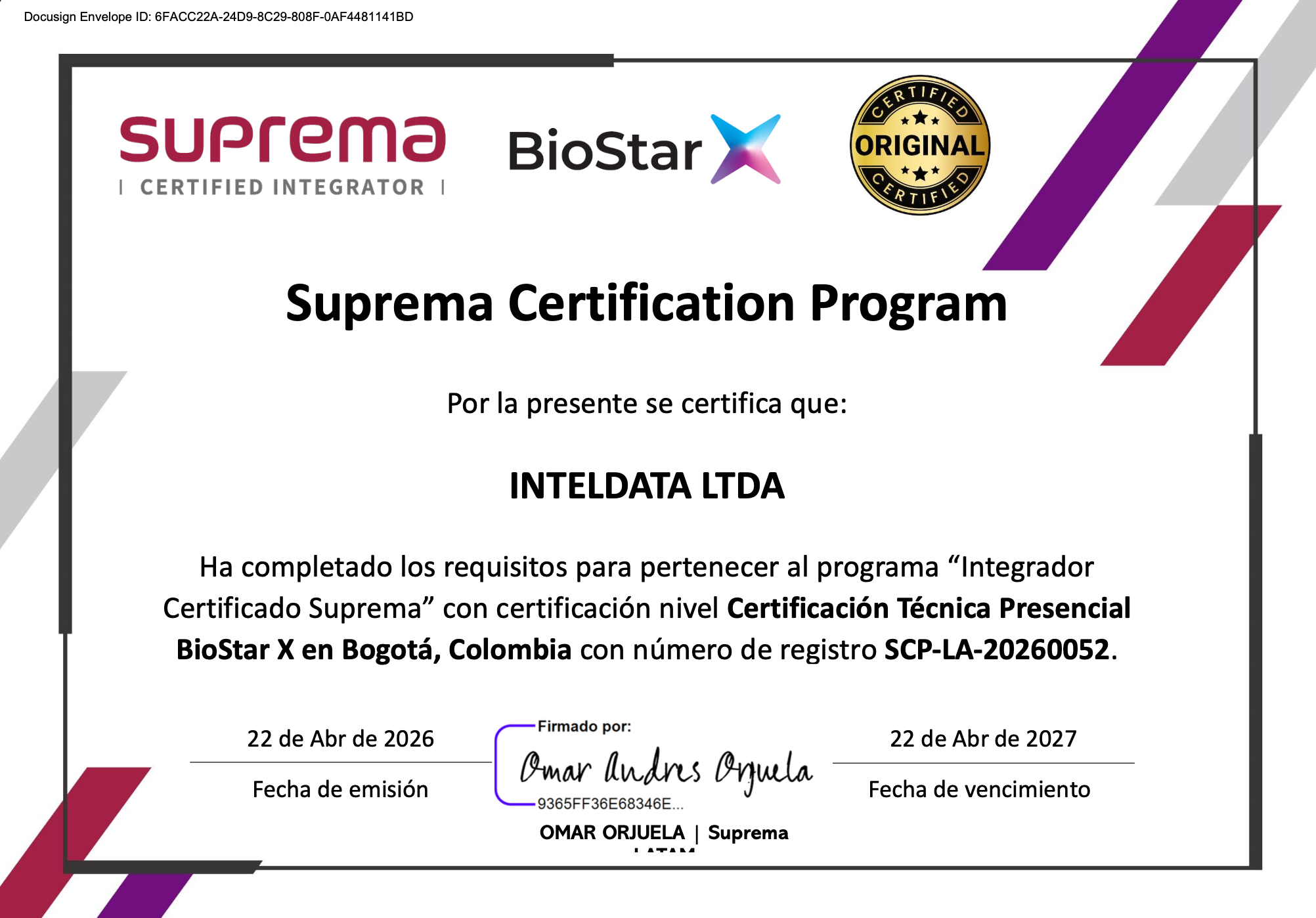 Integrador Certificado Suprema